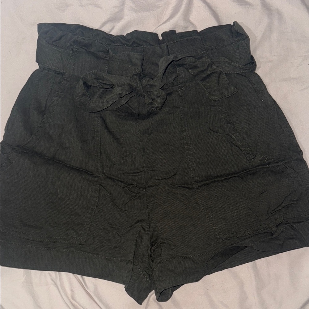 H&M High Waist Black Tie Shorts